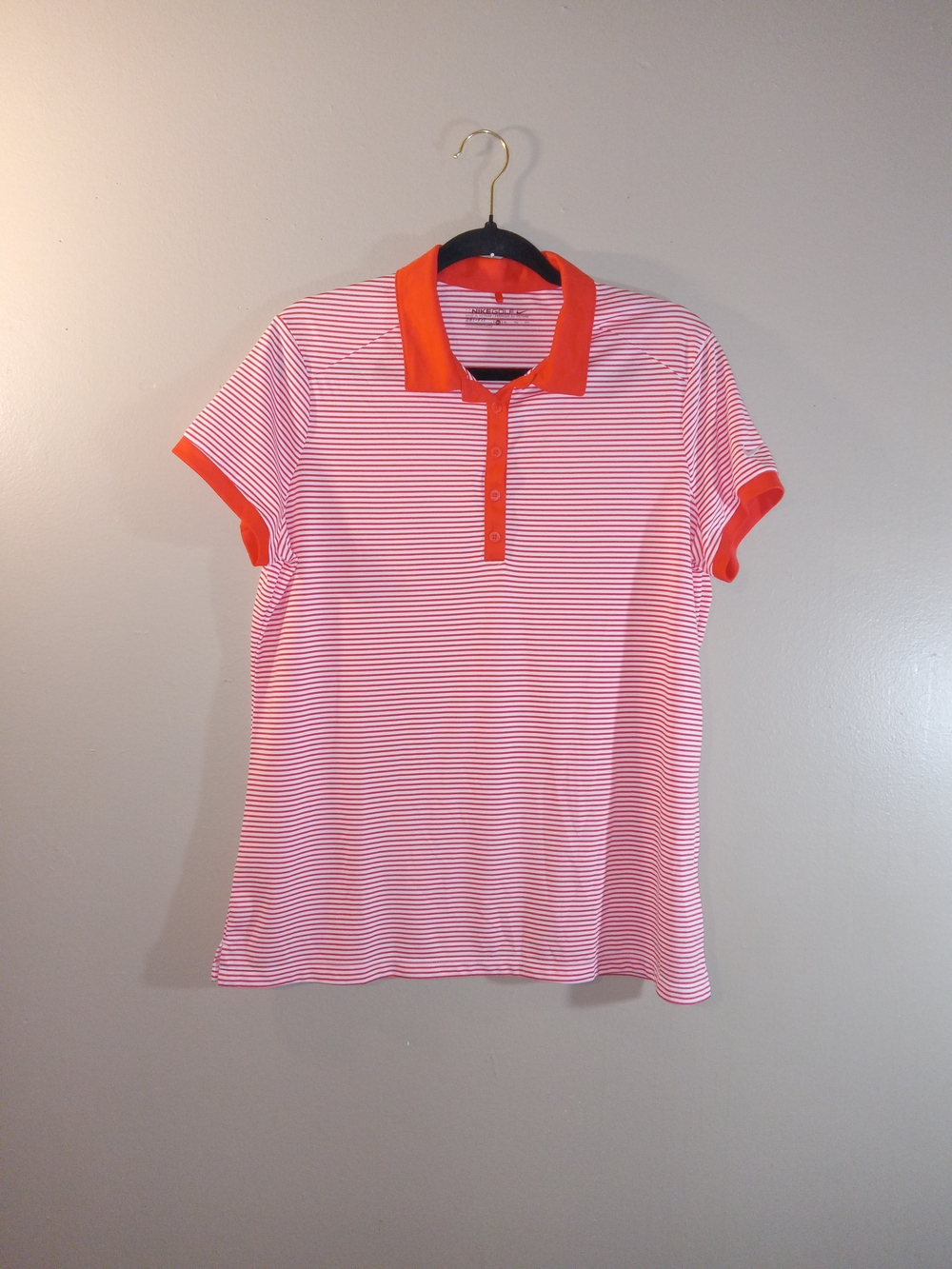 Nike Golf Women's Orange & White Striped Polo Shirt